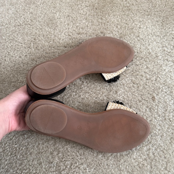 LOEFFLER RANDALL Pompom Raffia Leather Sandal 7.5 - Picture 7 of 7